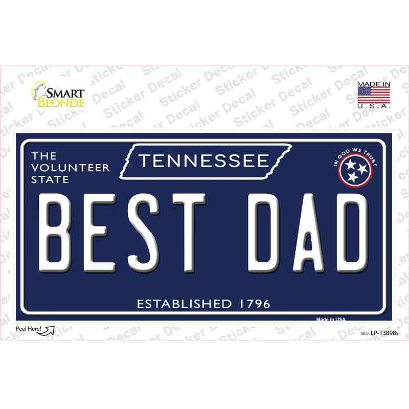 Best Dad Tennessee Blue Novelty Sticker Decal