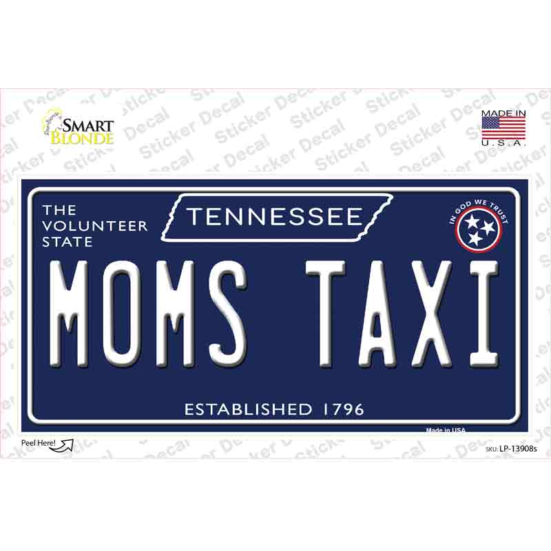 Moms Taxi Tennessee Blue Novelty Sticker Decal Small