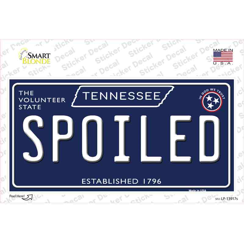 Spoiled Tennessee Blue Novelty Sticker Decal Small