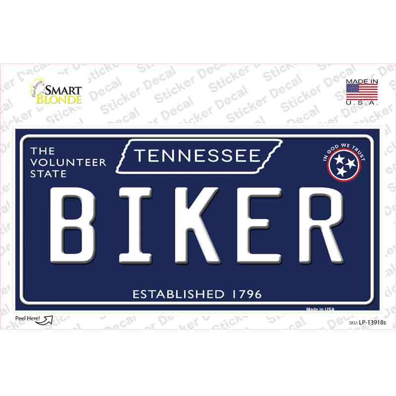 Biker Tennessee Blue Novelty Sticker Decal Small