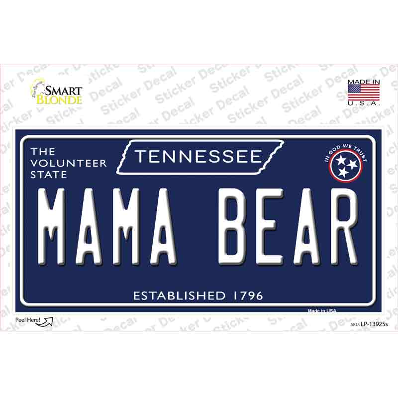 Mama Bear Tennessee Blue Novelty Sticker Decal Small