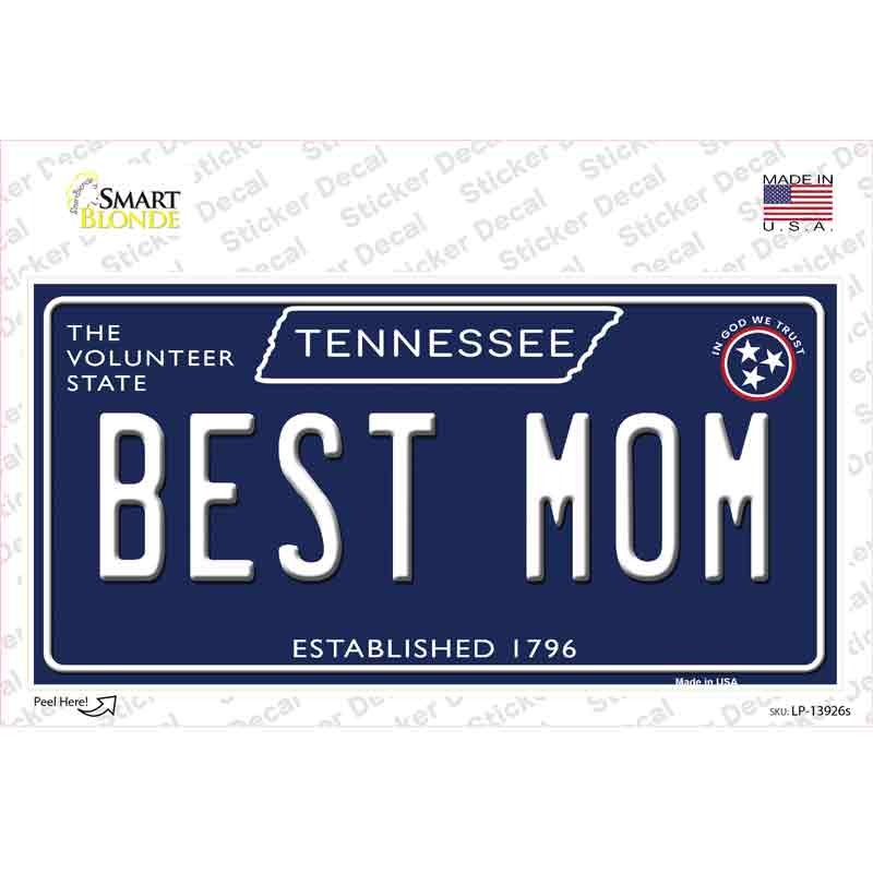 Best Mom Tennessee Blue Novelty Sticker Decal Small