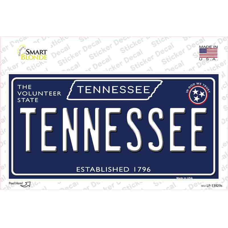 TN Tennessee Blue Novelty Sticker Decal Small