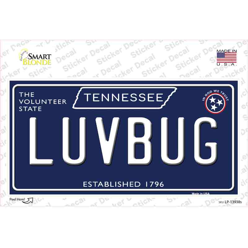 Luv Bug Tennessee Blue Novelty Sticker Decal