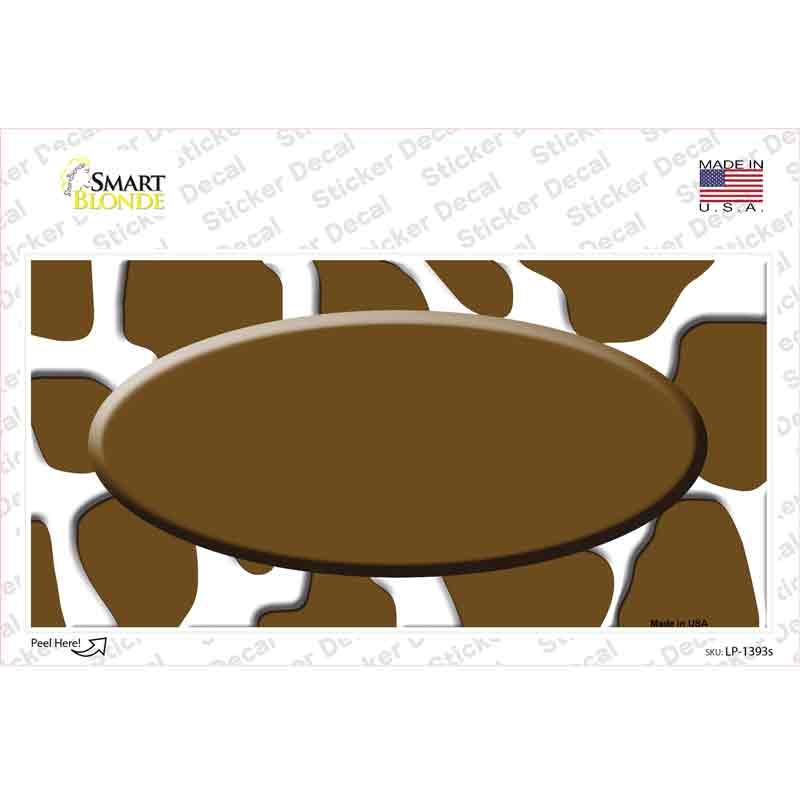 Brown White Giraffe Center Oval Novelty Sticker Decal