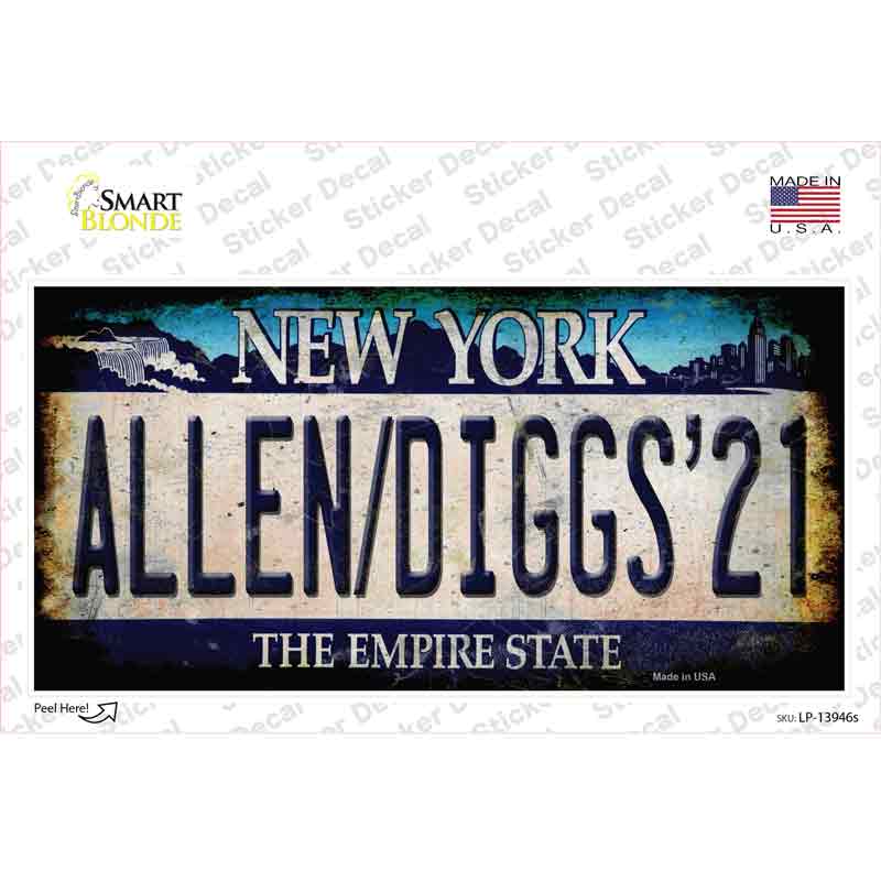 Allen Diggs 21 NY Blue Novelty Sticker Decal Small