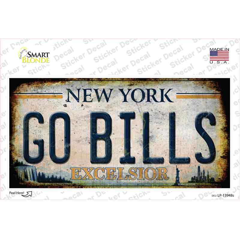 Go Bills New York White Novelty Sticker Decal Small