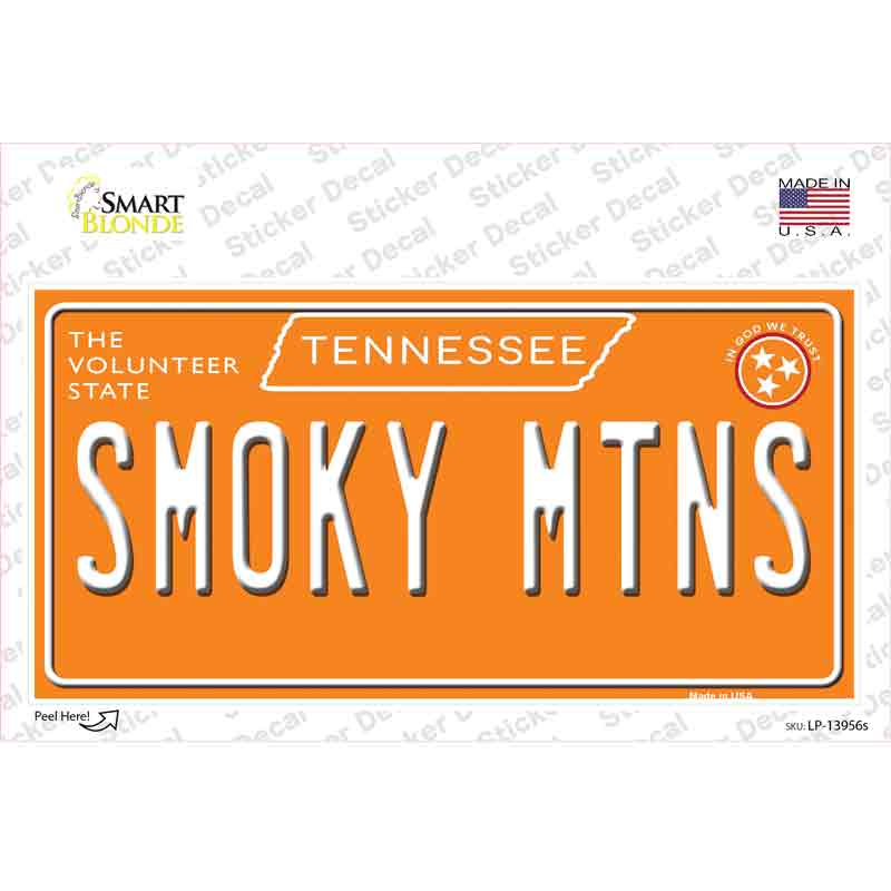 Smoky Mtns Tennessee Orange Novelty Sticker Decal Small