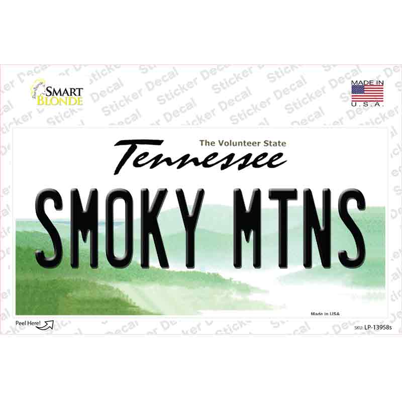 Smoky Mtns Tennessee Novelty Sticker Decal Small