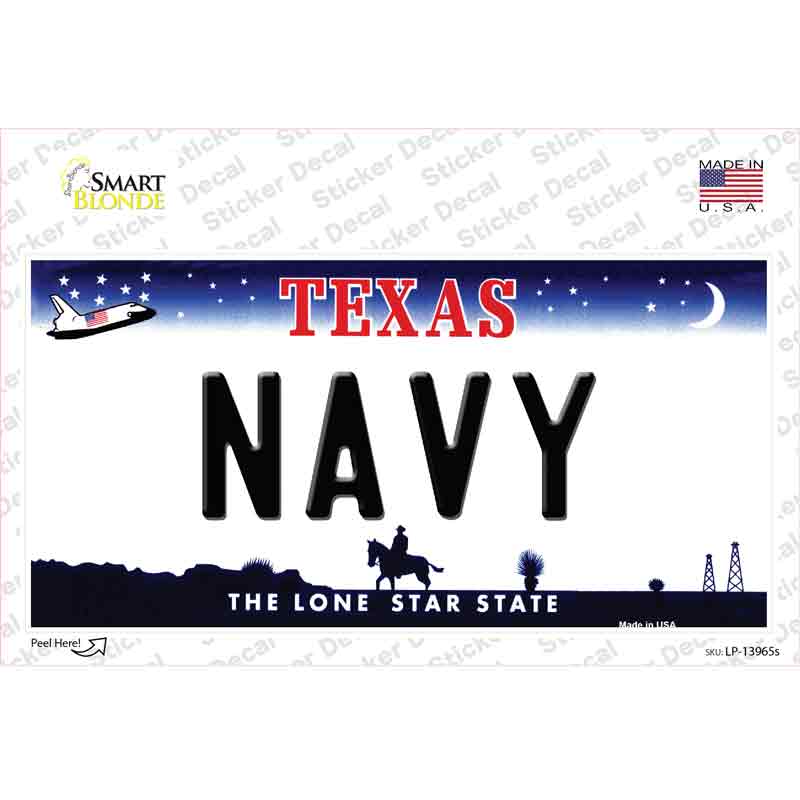 Texas Navy Novelty Sticker Decal Small