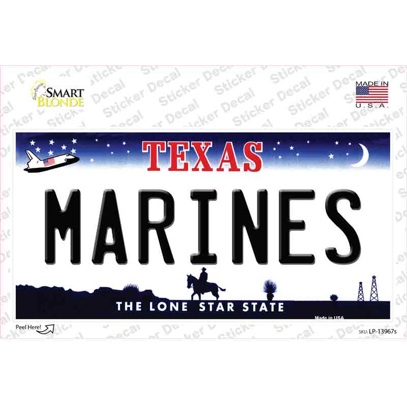 Texas Marines Novelty Sticker Decal Small