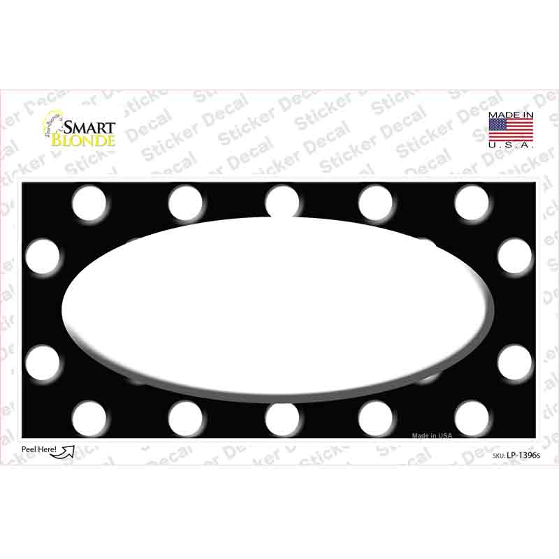 White Black Polka Dot Center Oval Novelty Sticker Decal