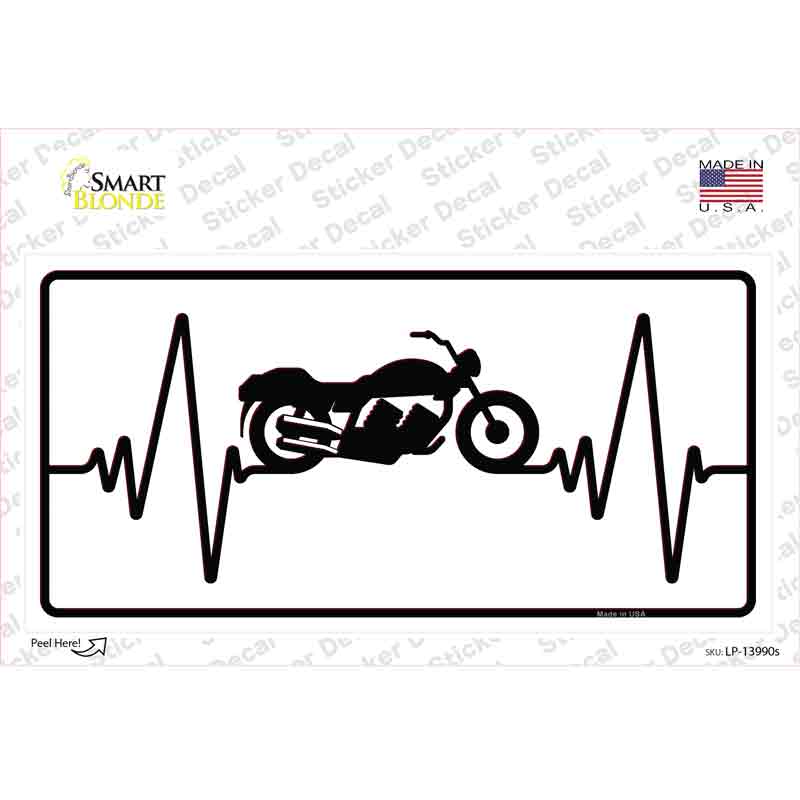 Motorcycle Heart Beat Novelty Sticker Decal Small