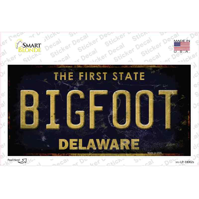 Bigfoot Delaware Novelty Sticker Decal Small