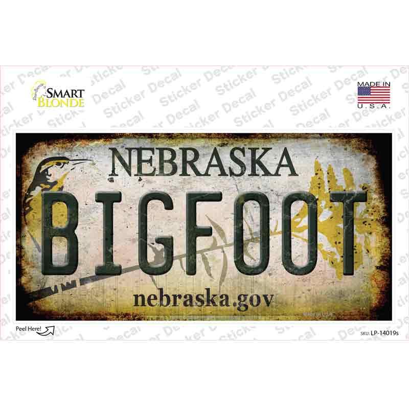 Bigfoot Nebraska Novelty Sticker Decal Small