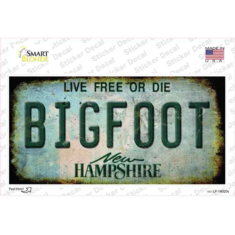 Bigfoot New Hampshire Novelty Sticker Decal Small