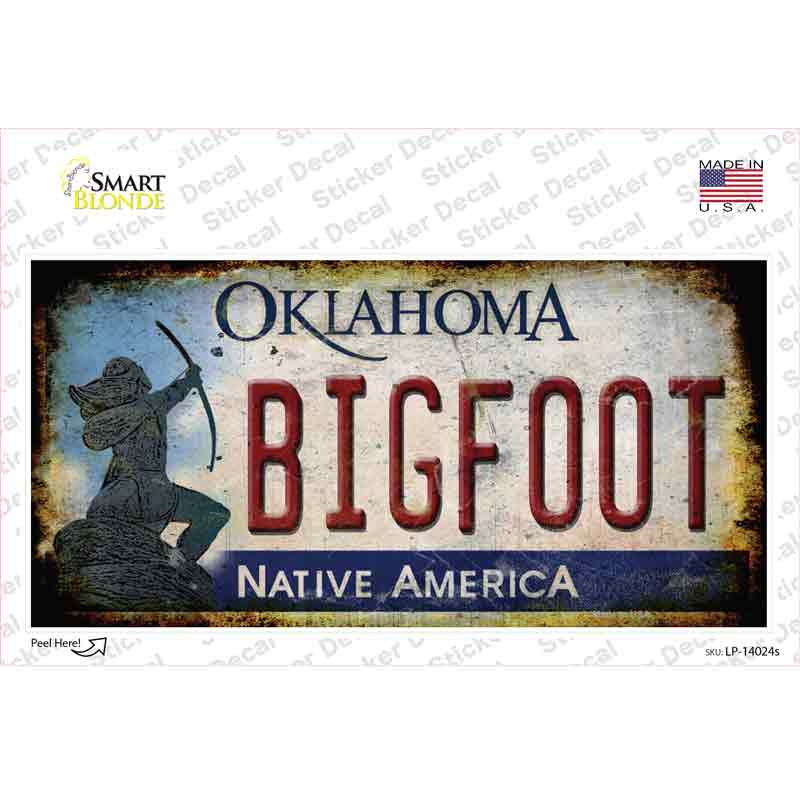 Bigfoot Oklahoma Novelty Sticker Decal Small