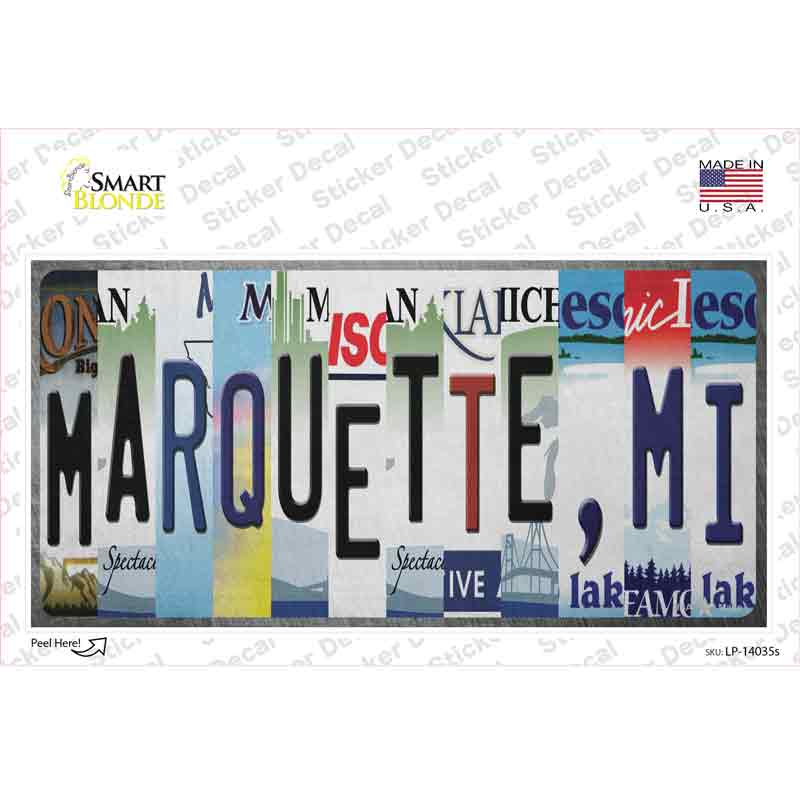 Marquette MI Strip Art Novelty Sticker Decal Small