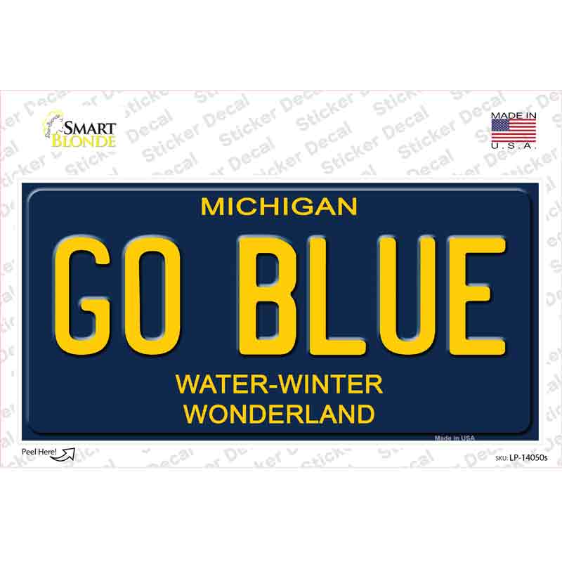 Go Blue Michigan Blue Novelty Sticker Decal Small