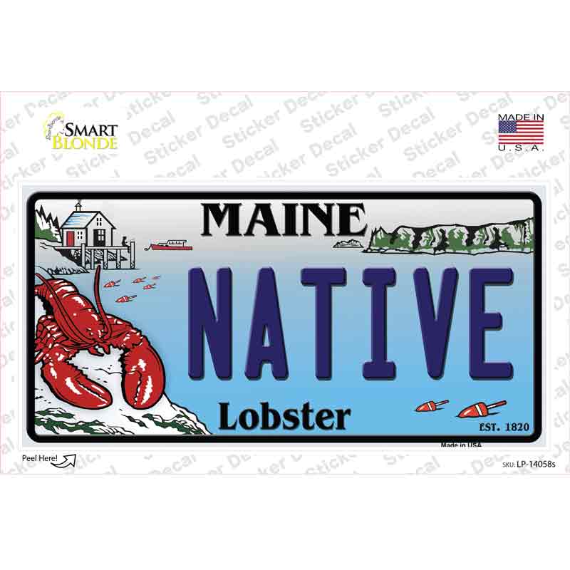 Native Maine Lobster Novelty Sticker Decal Small