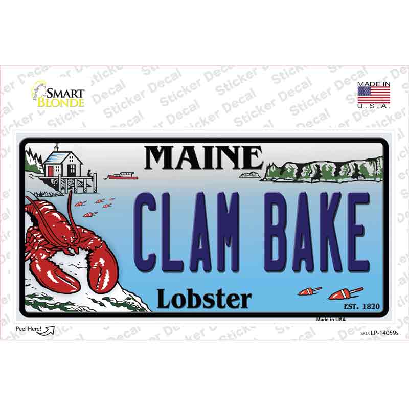 Clam Bake Maine Lobster Novelty Sticker Decal Small