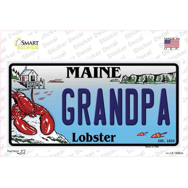 Grandpa Maine Lobster Novelty Sticker Decal Small