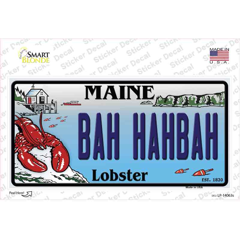 Bah Hahbah Maine Lobster Novelty Sticker Decal Small