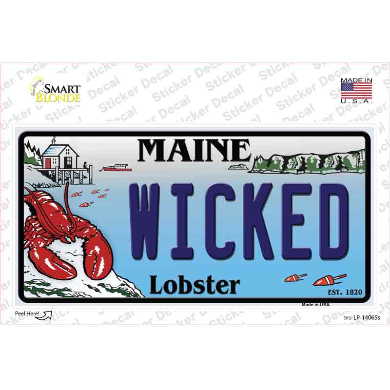 Wicked Maine Lobster Novelty Sticker Decal Small