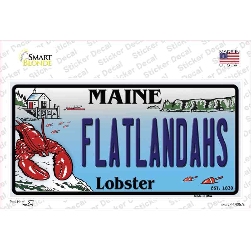 Flatlands Maine Lobster Novelty Sticker Decal Small