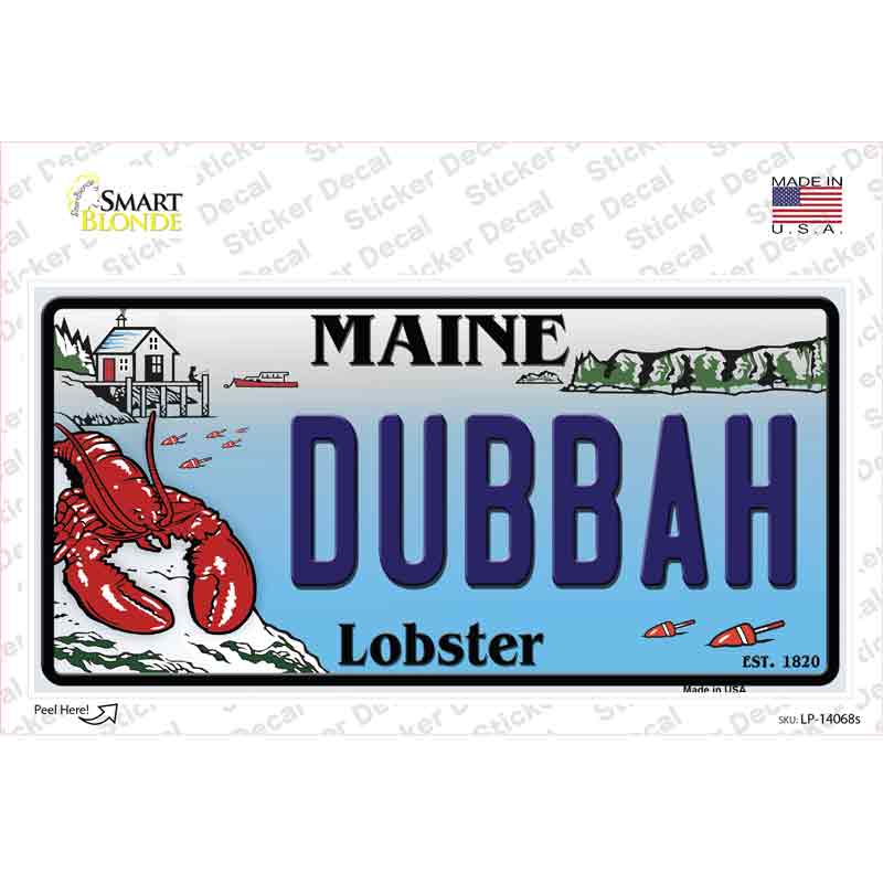 Dubbah Maine Lobster Novelty Sticker Decal Small