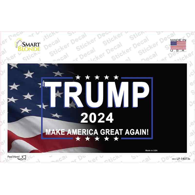 Trump 2024 Flag | Black Novelty Sticker Decal Small