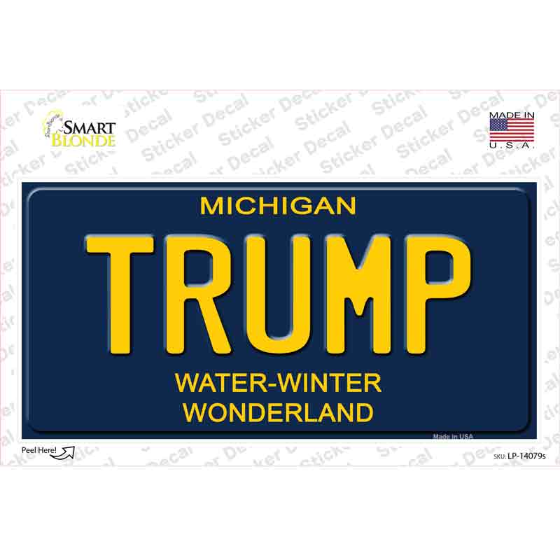 Trump Michigan Blue Novelty Rectangular Sticker Decal Small