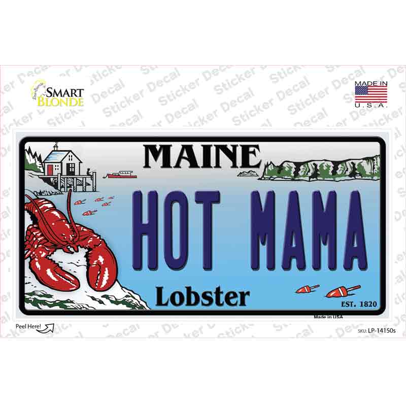 Hot Mama Maine Lobster Novelty Sticker Decal Small