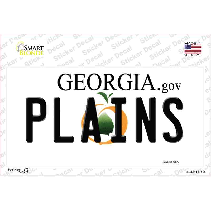 Plains Georgia Novelty Sticker Decal Small