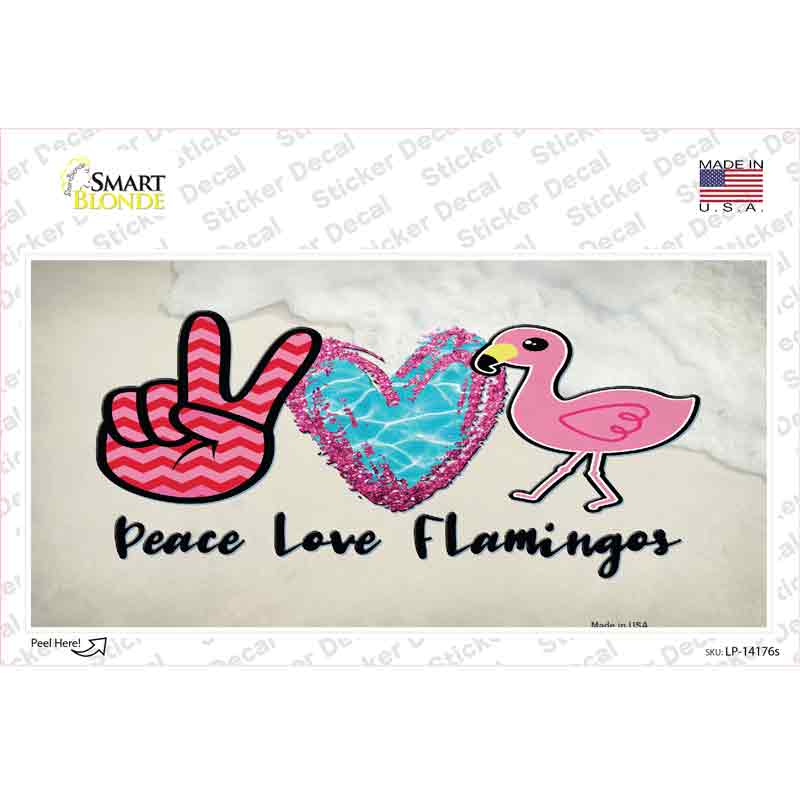 Peace Love Flamingos Novelty Sticker Decal