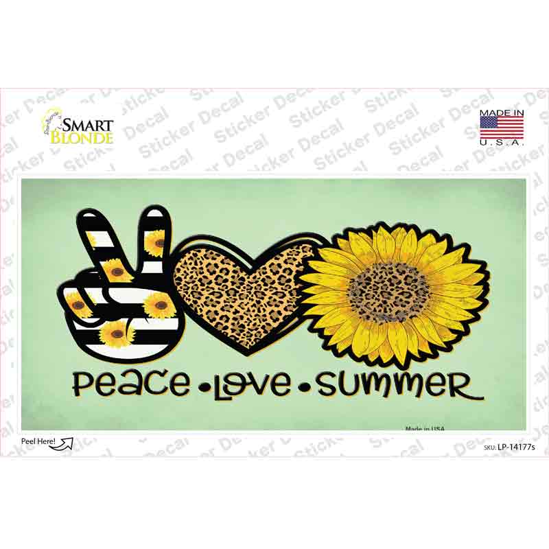 Peace Love Summer Sunflower Novelty Sticker Decal Small