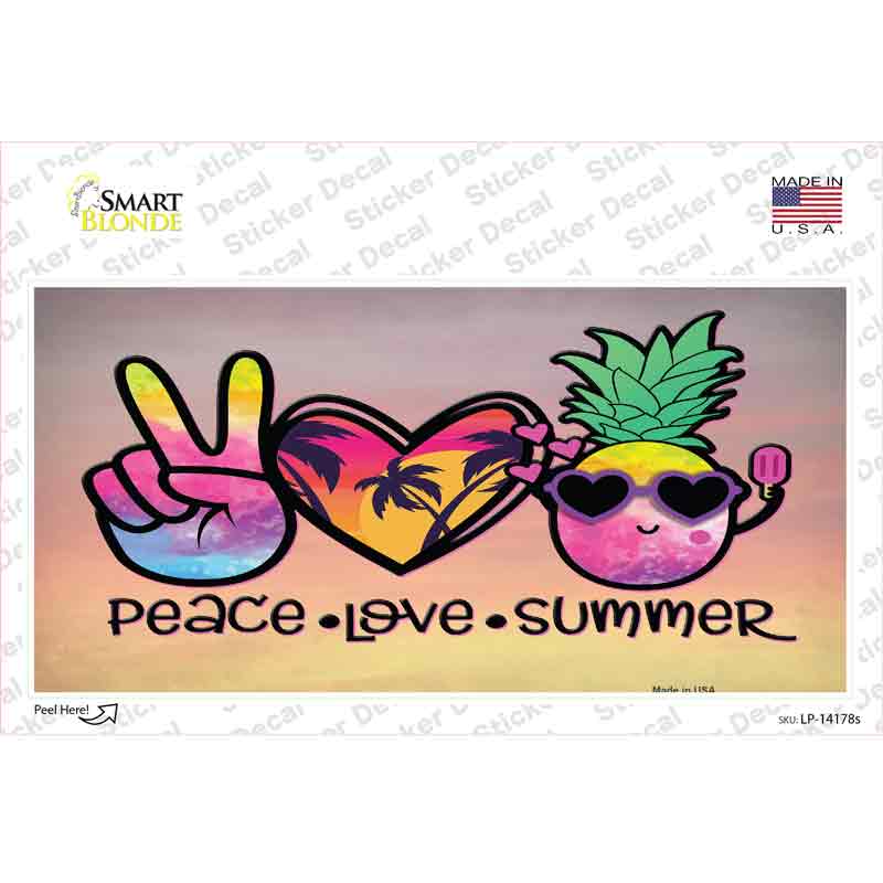 Peace Love Summer Novelty Sticker Decal Small