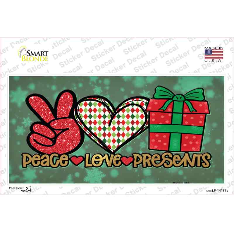 Peace Love Presents Novelty Sticker Decal