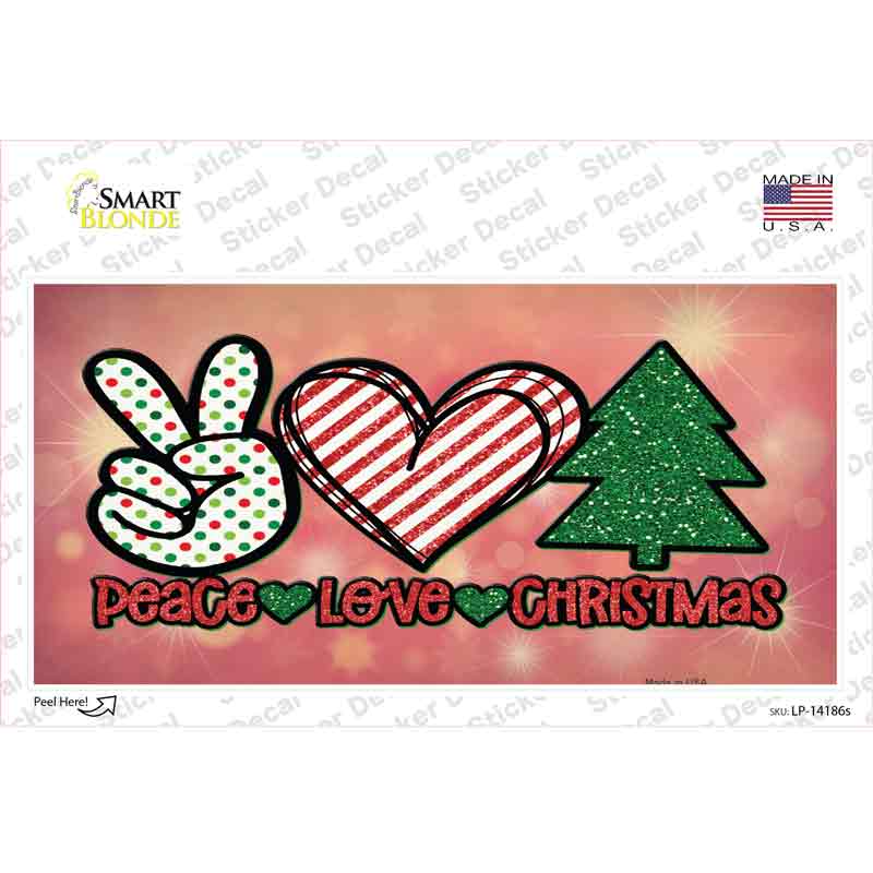 Peace Love Christmas Novelty Sticker Decal Small