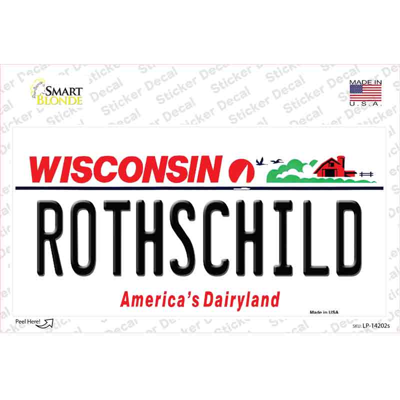 Rothschild Wisconsin Novelty Sticker Decal Small