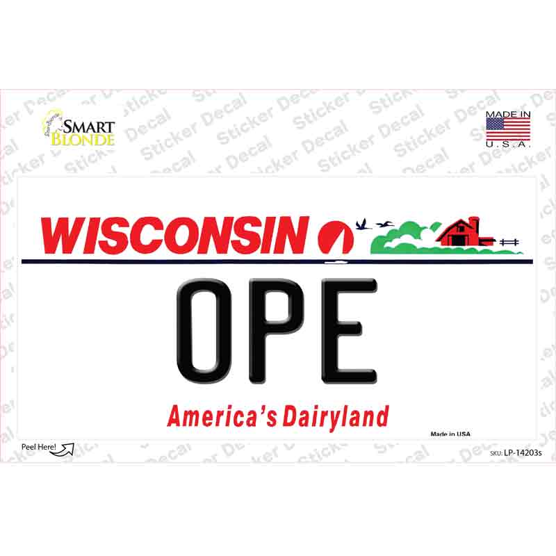 Ope Wisconsin Novelty Sticker Decal Small