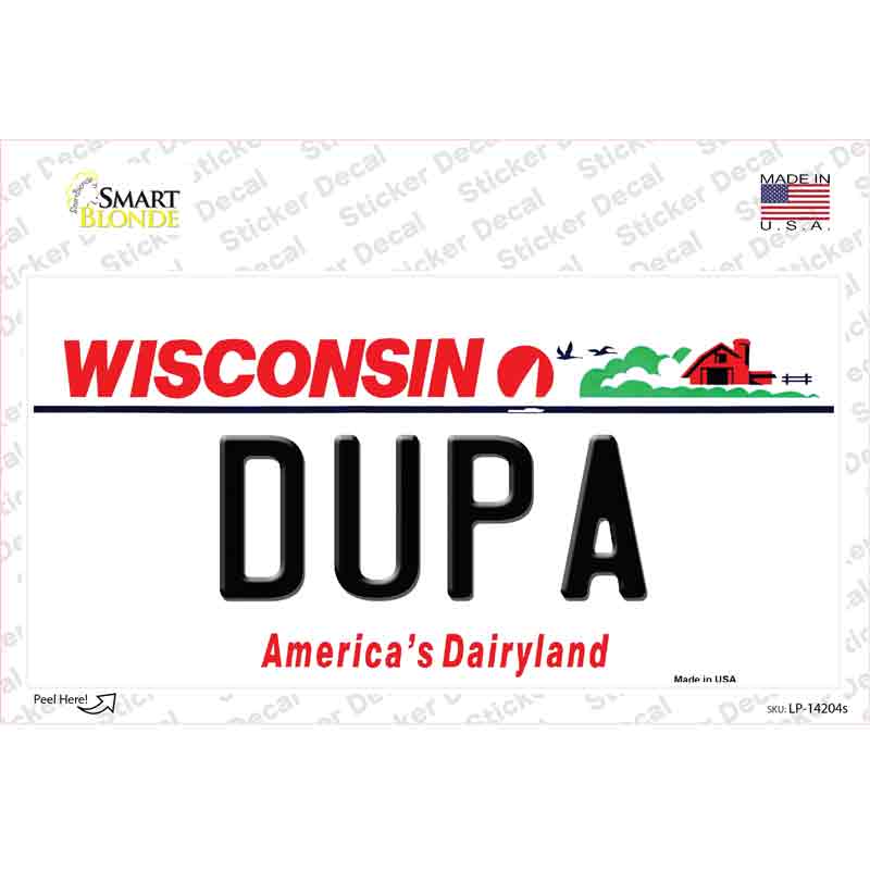 Dupa Wisconsin Novelty Sticker Decal Small