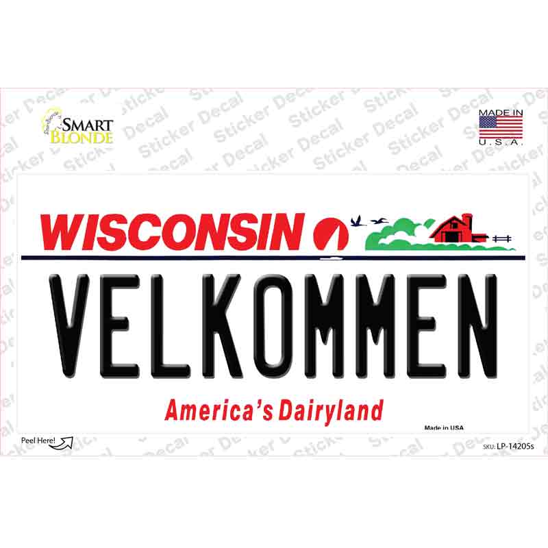 Velkommen Wisconsin Novelty Sticker Decal Small