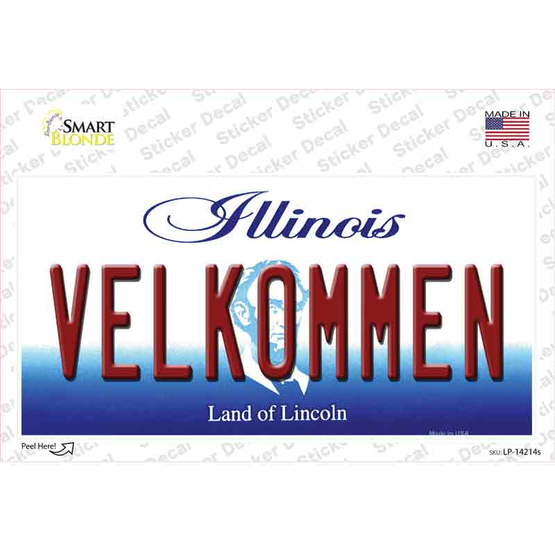 Velkommen Illinois Novelty Sticker Decal Small