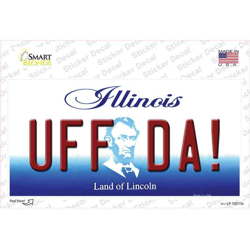 Uff Da Illinois Novelty Sticker Decal