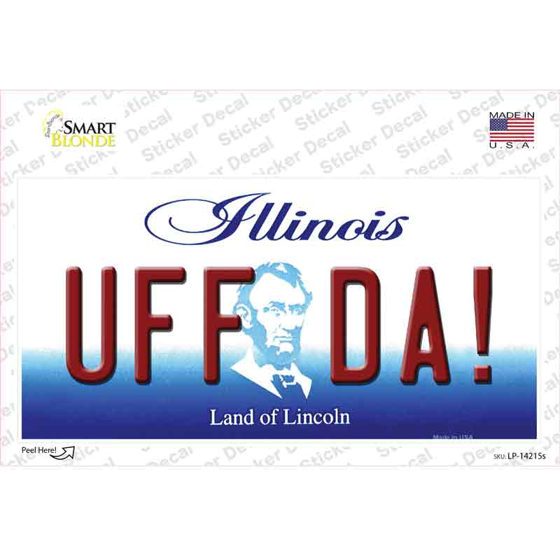 Uff Da Illinois Novelty Sticker Decal Small