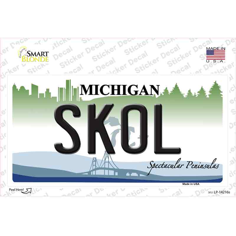 Skol Michigan Novelty Sticker Decal