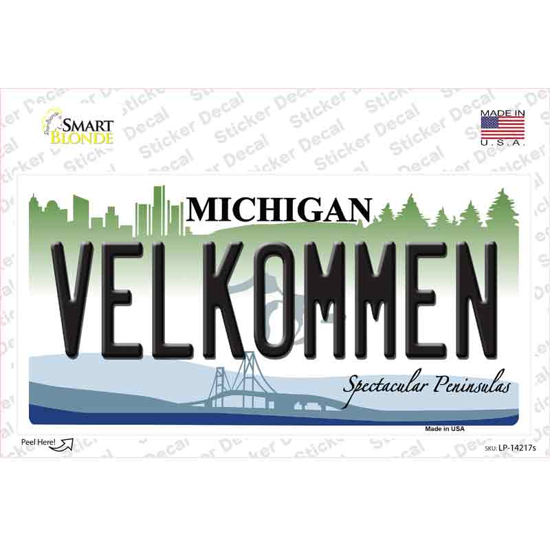 Velkommen Michigan Novelty Sticker Decal Small