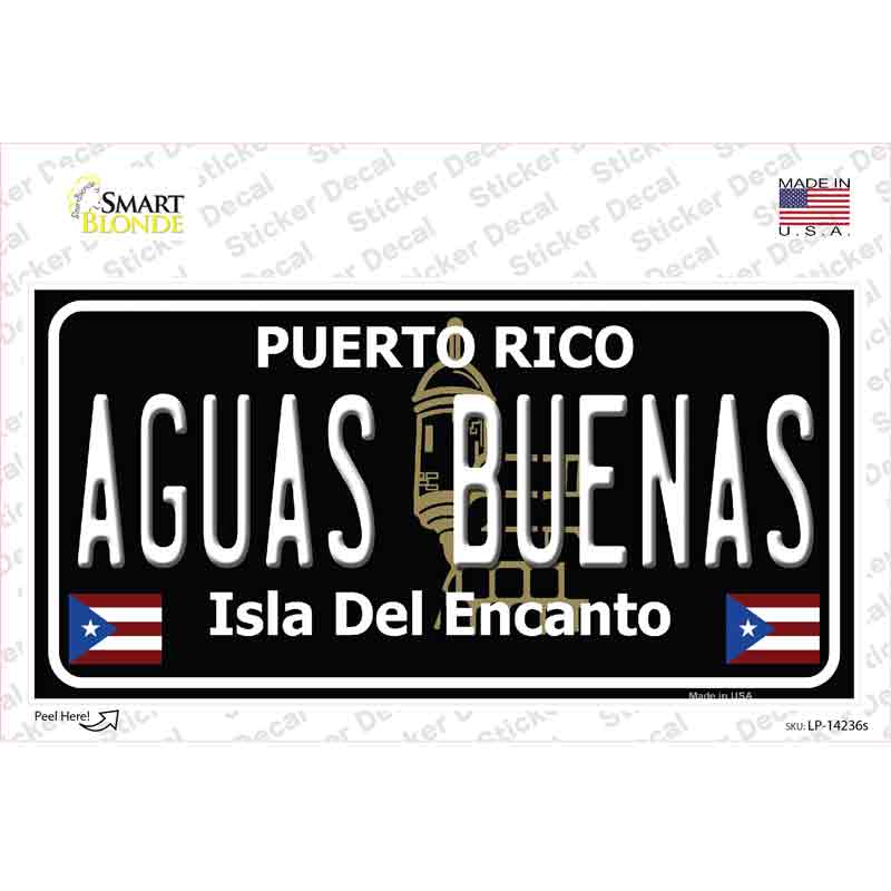 Aguas Buenas Puerto Rico Black Novelty Sticker Decal Small