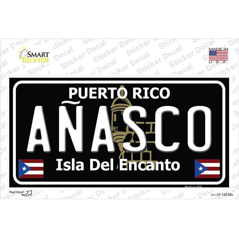 Anasco Puerto Rico Black Novelty Sticker Decal Small